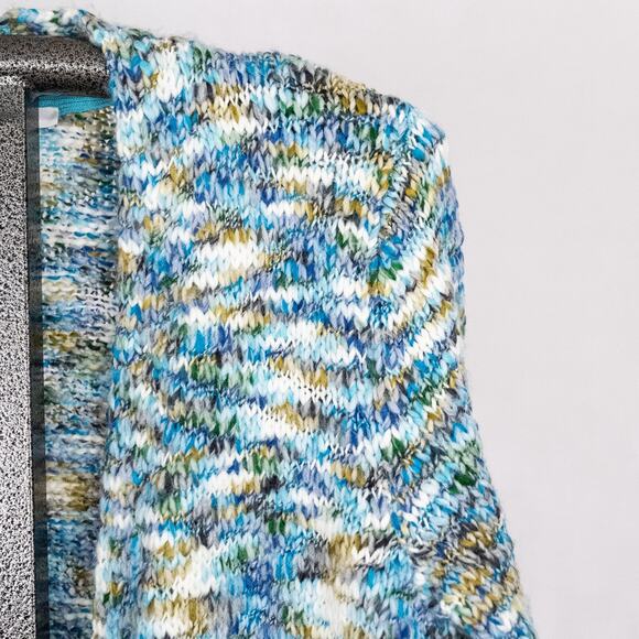 J.Jill Clarendon Cardigan Size Medium PETITE Marled Crochet Cozy Cabin Cottage - Picture 3 of 5